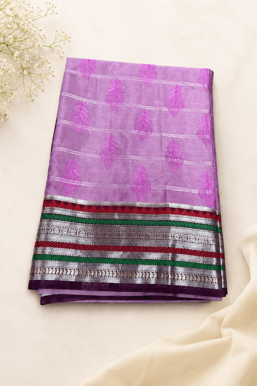 Violet Cotton Saree